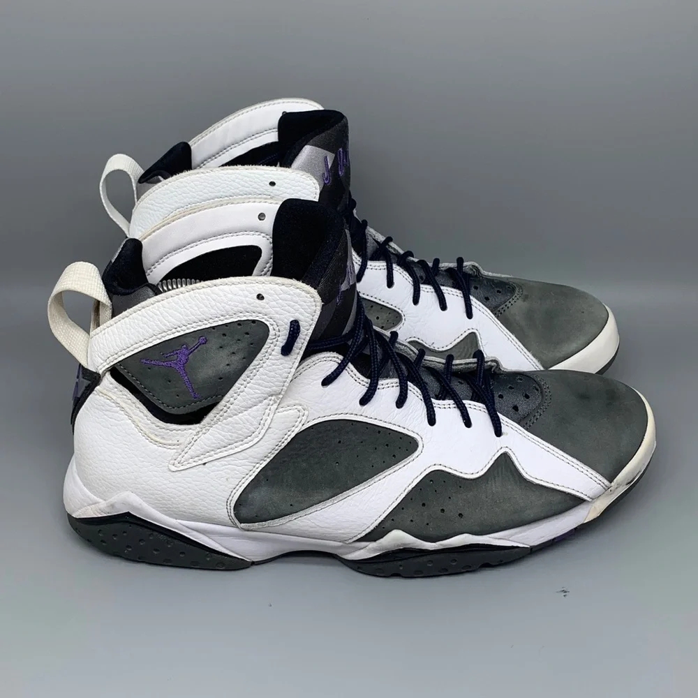 Jordan 7 Retro Flint White Grey Purple Basketball‎ Shoes CU9307‑100 Men’s Sz 12